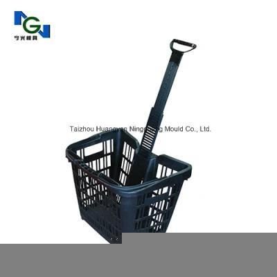 Plastic Mould for Supermarket Shopping Basket with Wheels