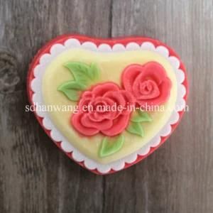 R0376 Flowers on a Heart Shape Valentines Silicone Soap Making Mold