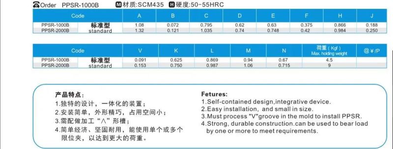 Ppsr-1000b Mold Rapid Tooling Casting Slide Holding Devices