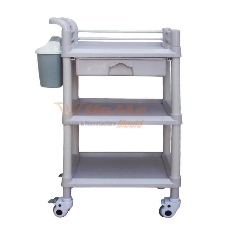 Hospital Use Device Cart with Wheels Several Layers Plastic Injection Go-Cart Mould Beauty Store Use