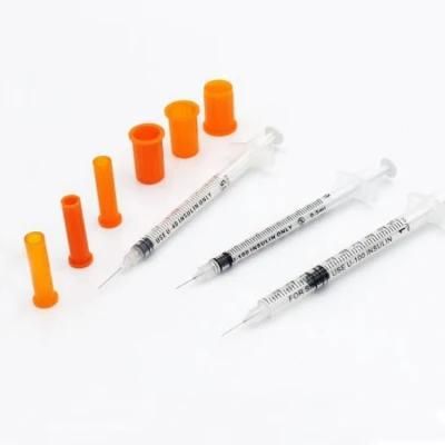 High Quality Class II Medical Grade PP Disposable Orange Cap Insulin Syringe with Needle ...
