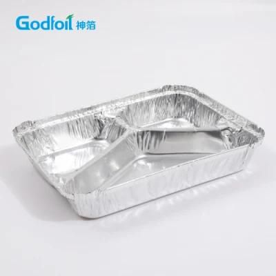 China Manufacturers Heavy Duty Three Compartment Aluminum Foil Container for Catering