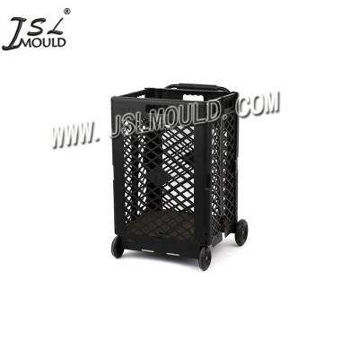 High Quality Customized Plastic Wheeled Folding Shopping Basket Mould