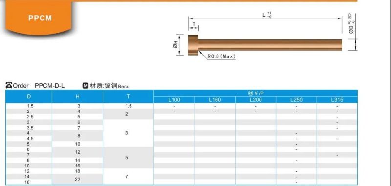 Ppcl Ppcm Plastic Mold Parts Ejector Pins (BeCu)