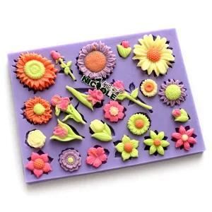 F0314 Nicole Different Flower Multi Cavity Silicone Fondant Moulds FDA LFGB Standard ...